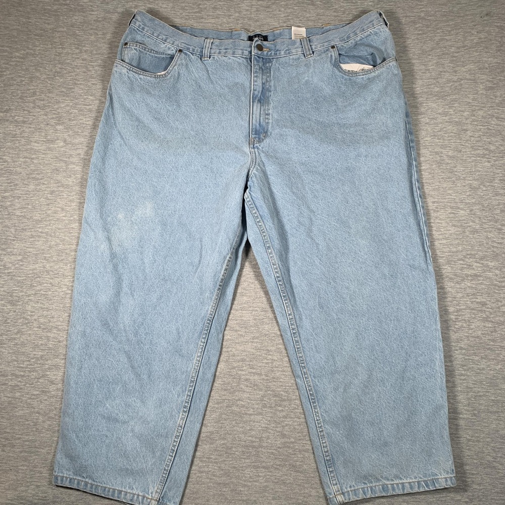 Harbor Bay Jeans Mens 50x28 Light Wash Blue Relaxed Fit Straight Leg Denim